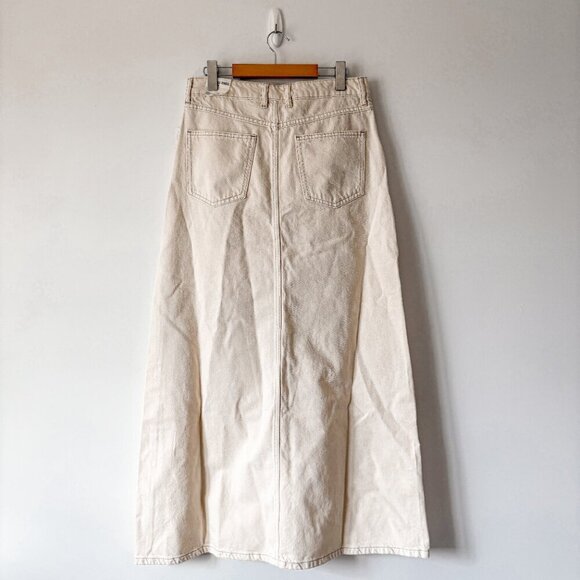 Free People We The Free Come As You Are Denim Maxi Skirt NWT Wisp Ivory Sz 4 - Picture 7 of 9